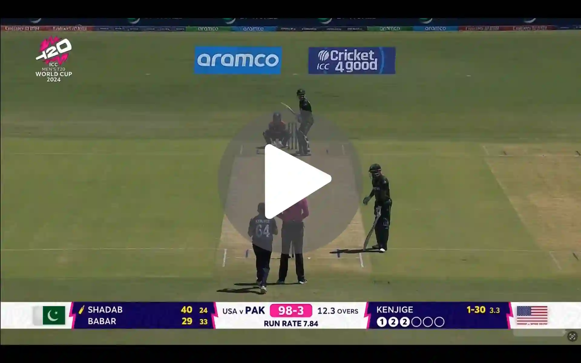 [Watch] Shadab Khan's 'Counterattacking' Knock Ends As USA Fights Back Vs Pakistan
